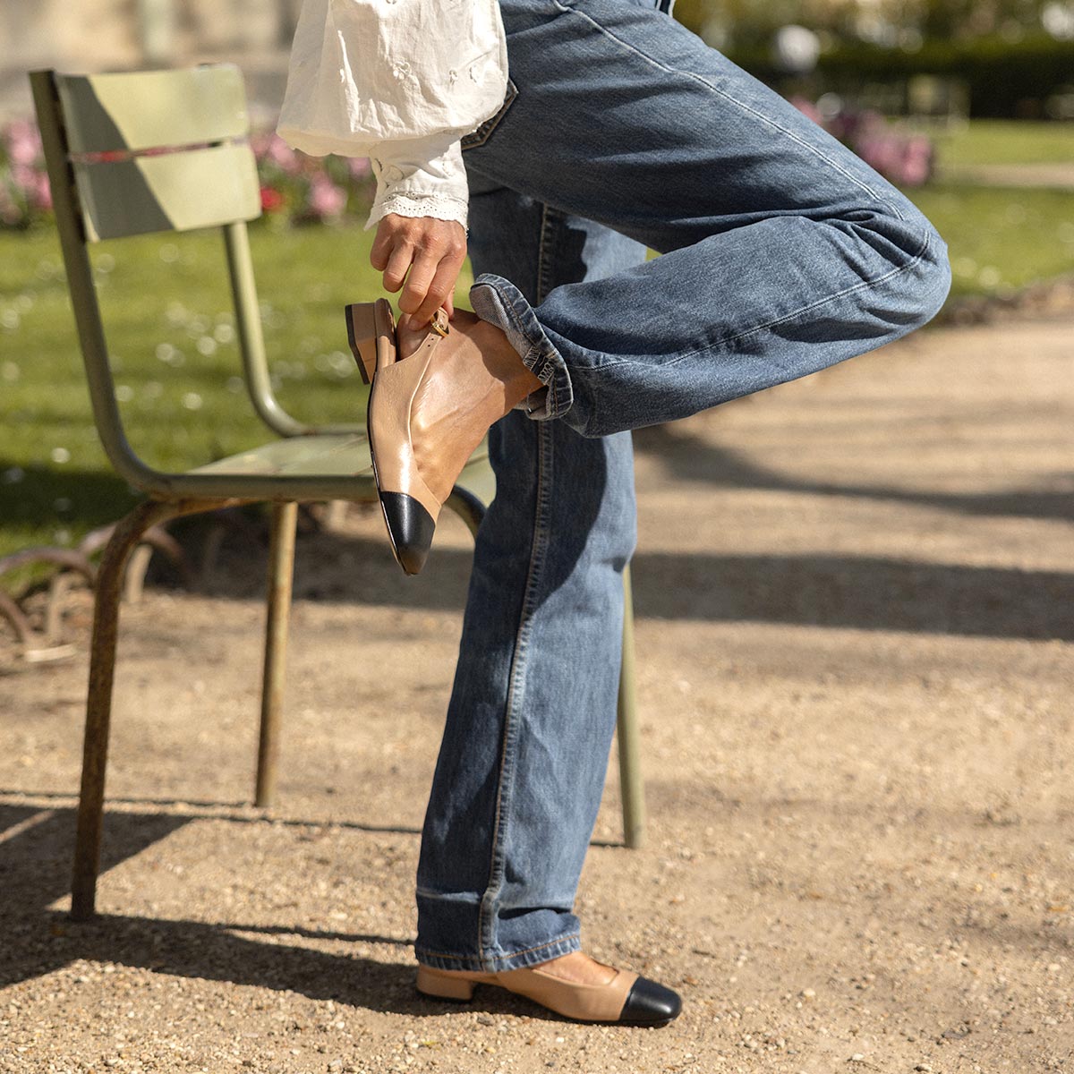 The Darcy Slingback - Dune and Black Nappa