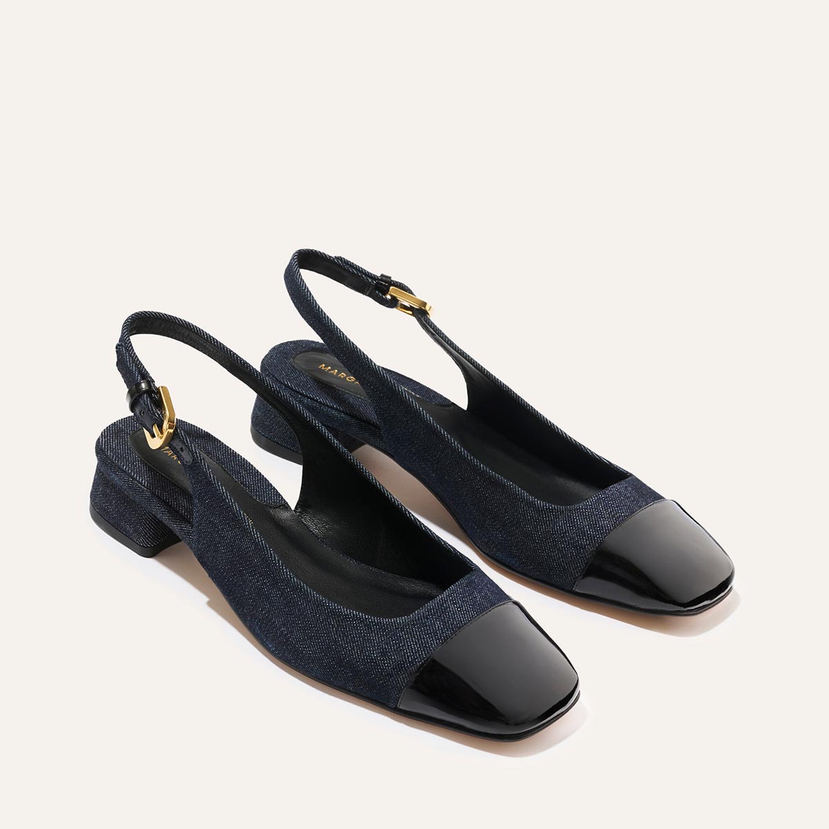 The Darcy Slingback - Indigo Denim and Patent
