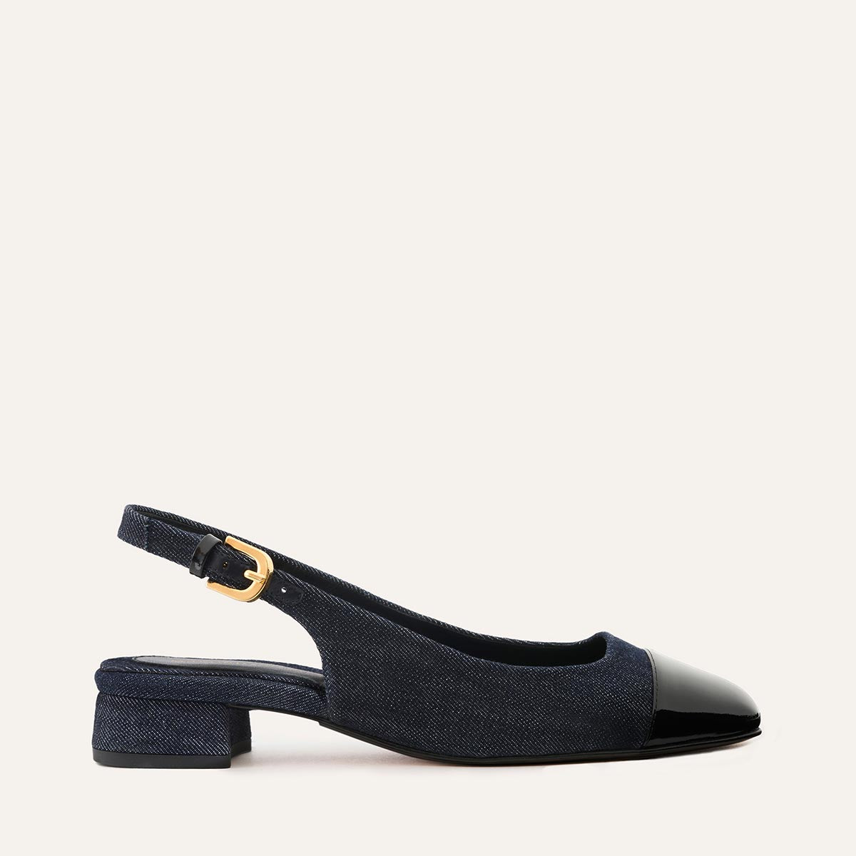 The Darcy Slingback - Indigo Denim and Patent