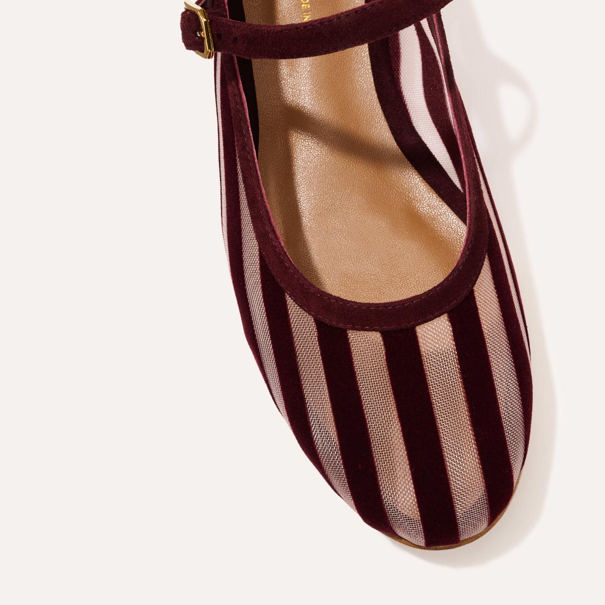 Burgundy stripe mary jane flat