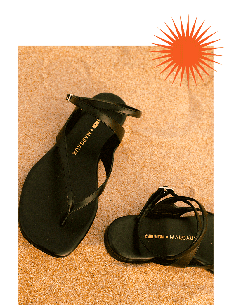 The Palermo Sandal in Black Nappa