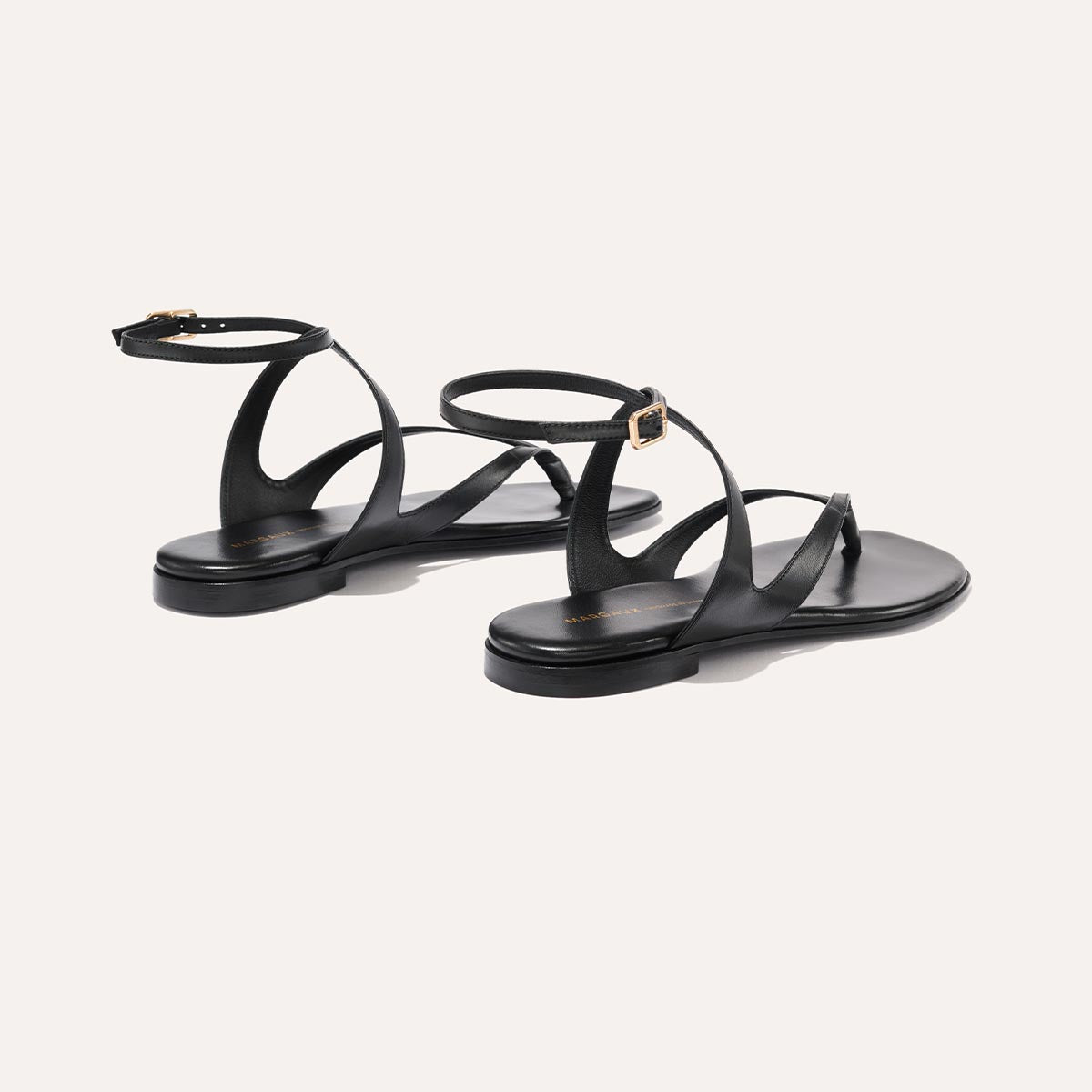 Black leather strappy sandals