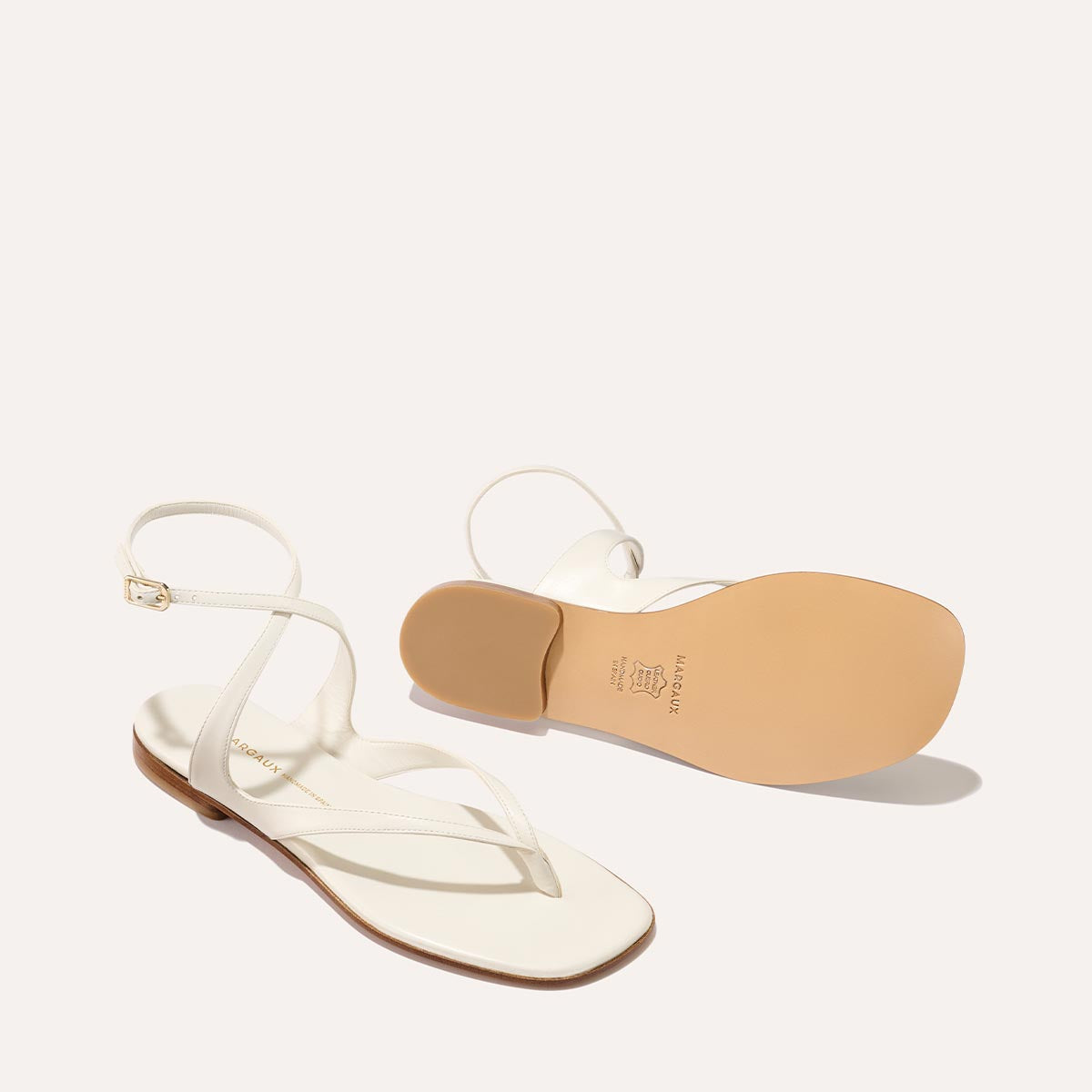 White leather strappy sandals