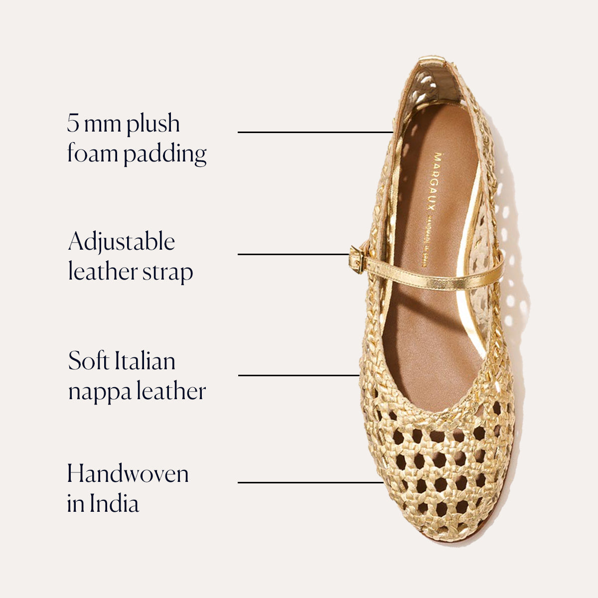 The Demi Jane - Gold Woven Leather