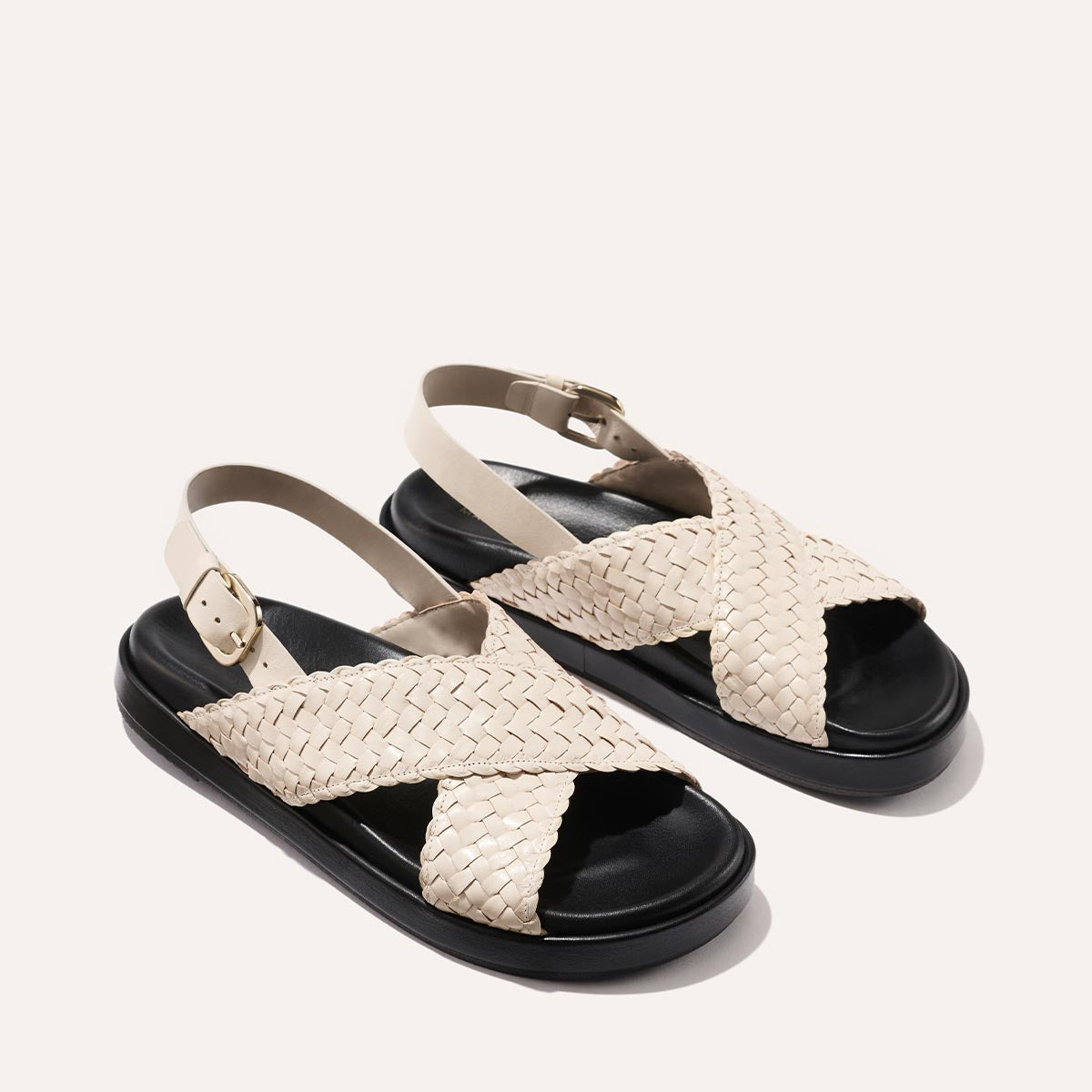 The Petra Sandal - Ecru Woven Leather