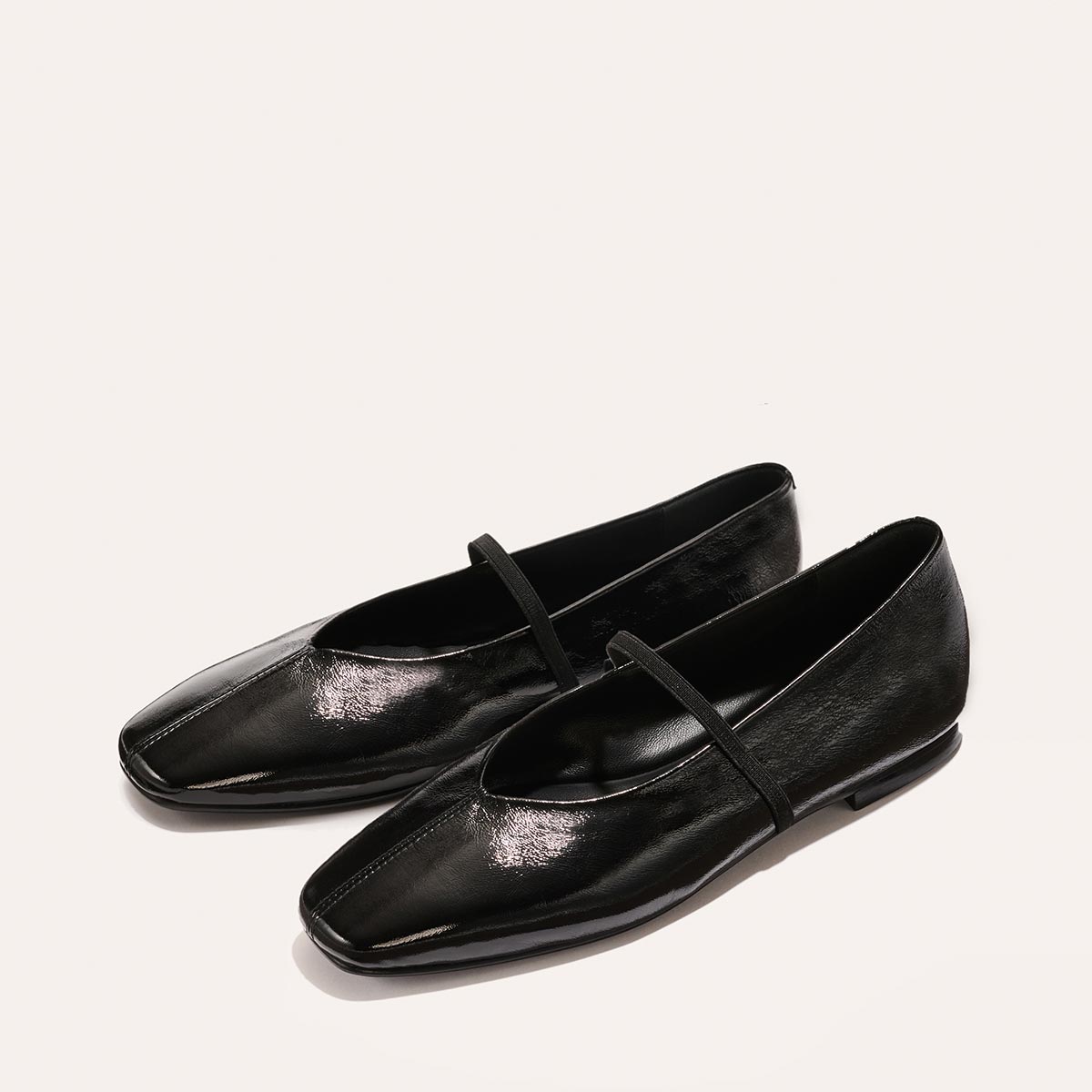 Black Mary Jane Flats With Black Crinkle-Gloss Nappa Finish Margaux Black Mary Jane Flats With Black Crinkle-Gloss Nappa Finish Margaux