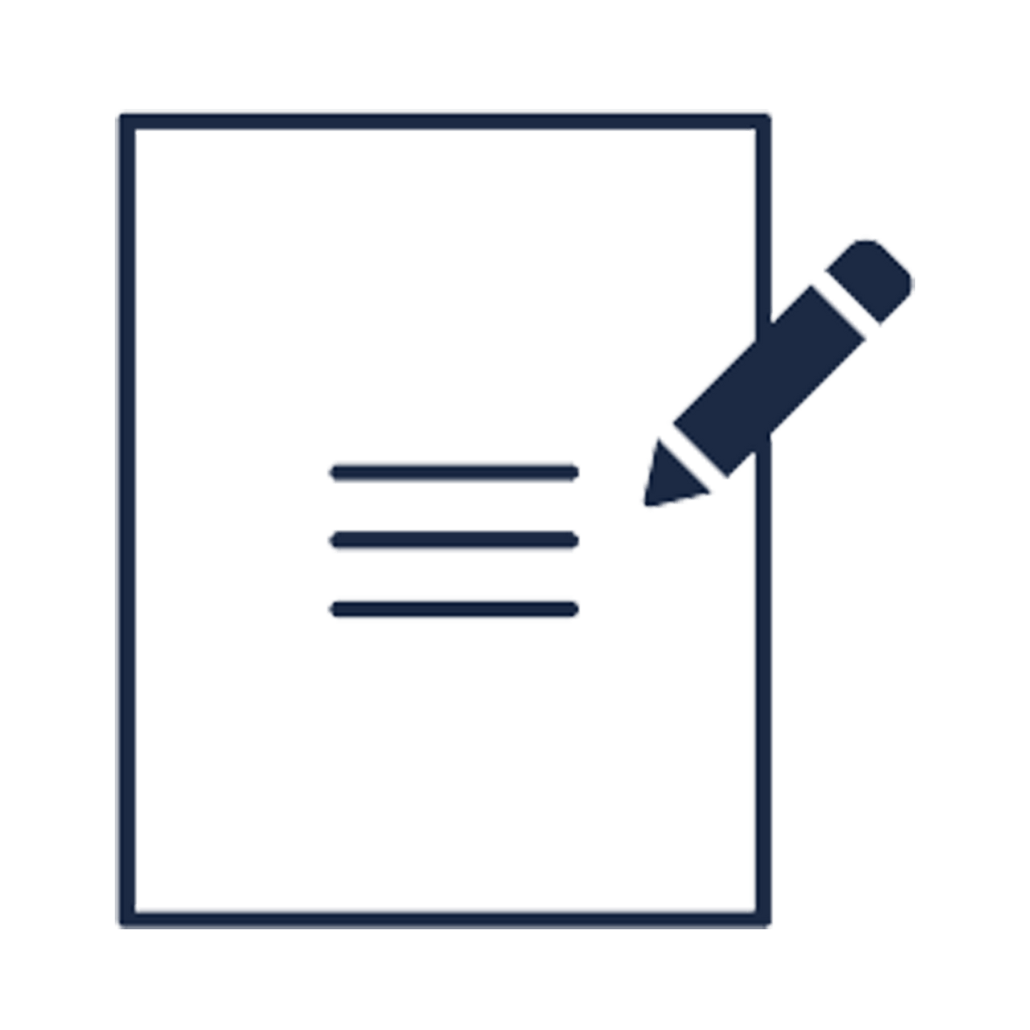 Icon of a piece of paper with lines and a pencil, symbolizing writing or editing—ideal for highlighting Margauxs Made to Order (MTO) process, which features an 8-10 week lead time.