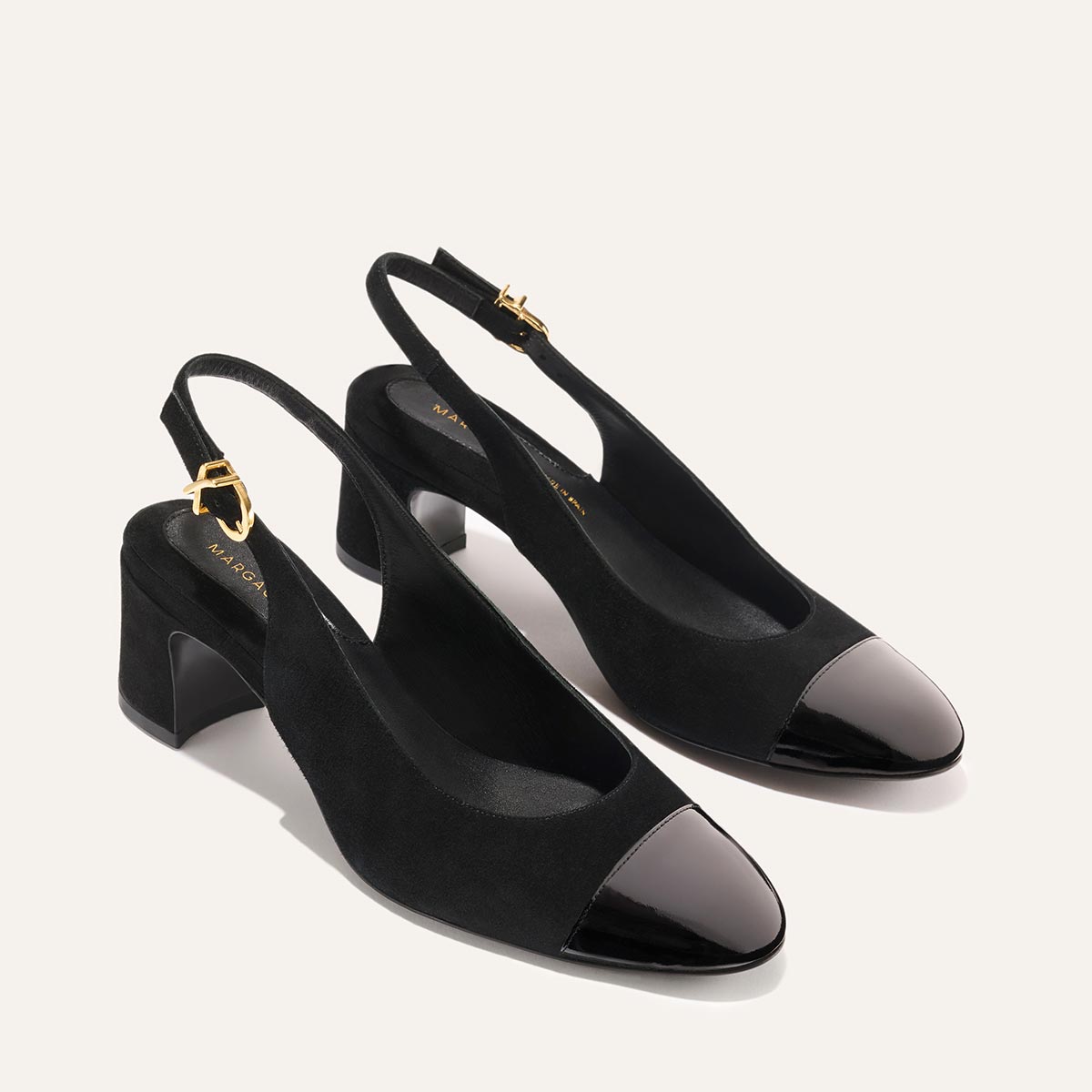 The Cluny Slingback - Black Suede and Patent