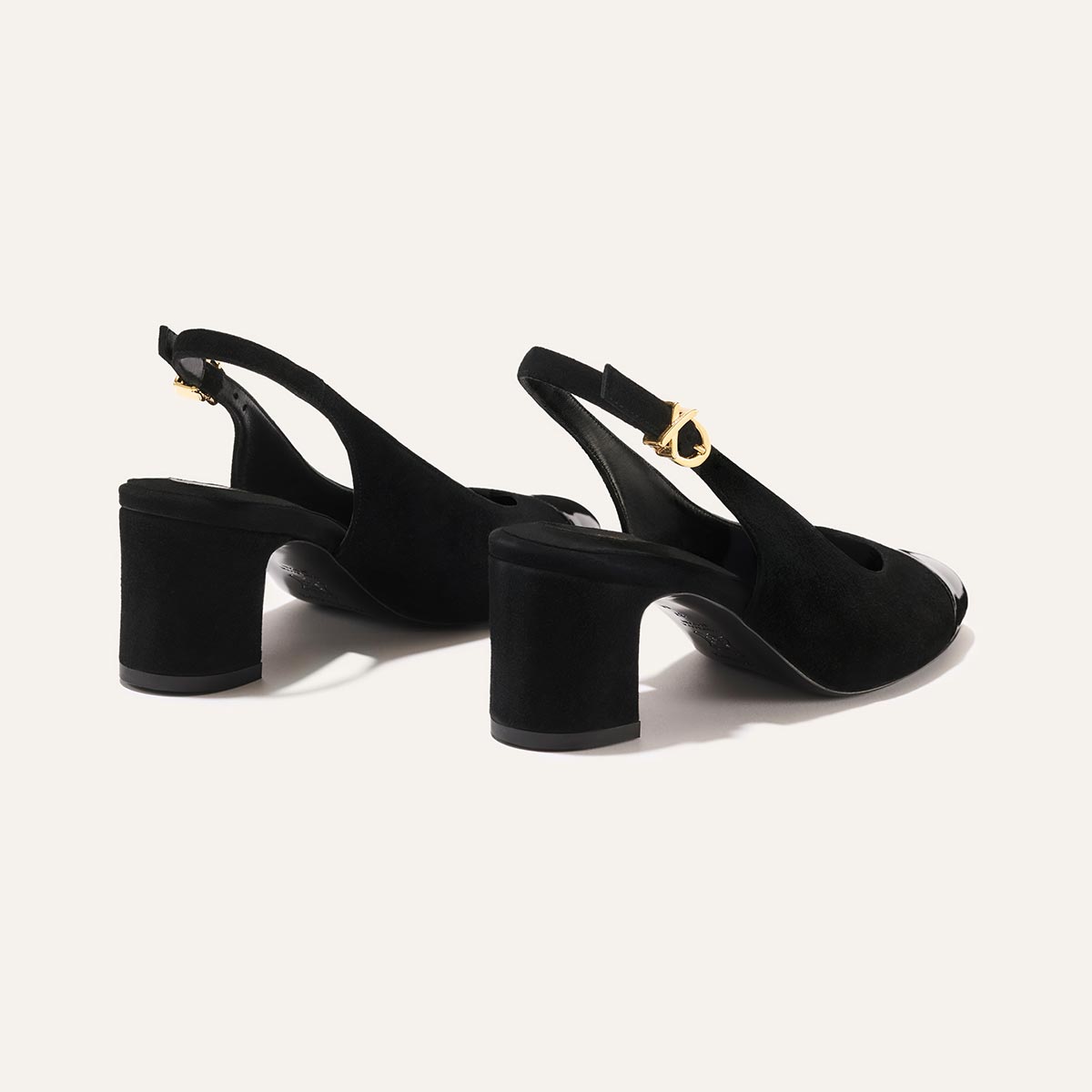 The Cluny Slingback - Black Suede and Patent