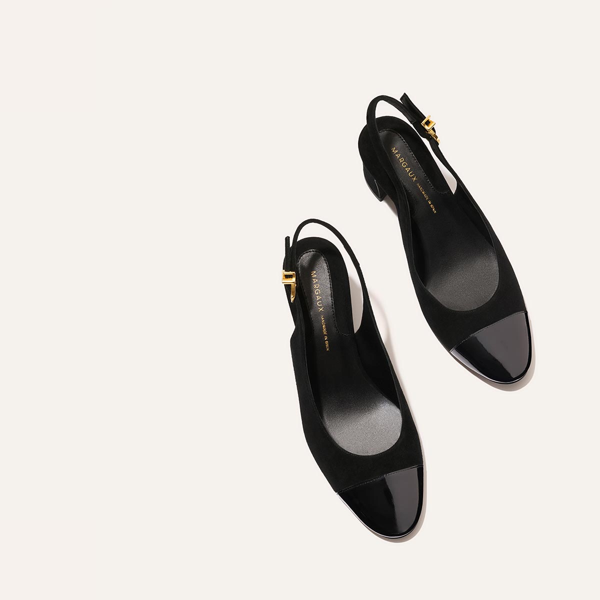 The Cluny Slingback - Black Suede and Patent