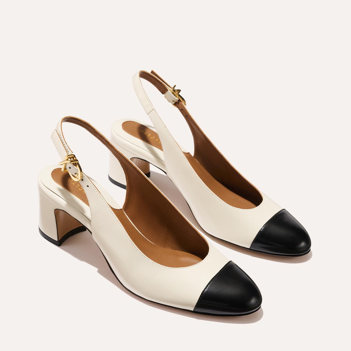 The Cluny Slingback - Cream and Black Calf