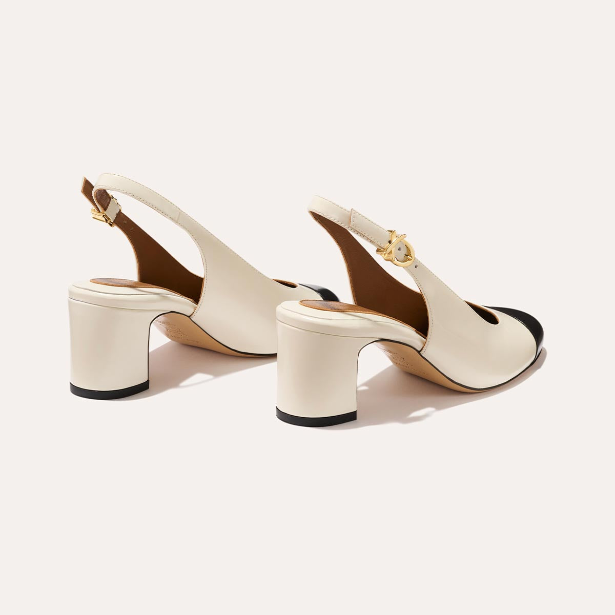 The Cluny Slingback - Cream and Black Calf
