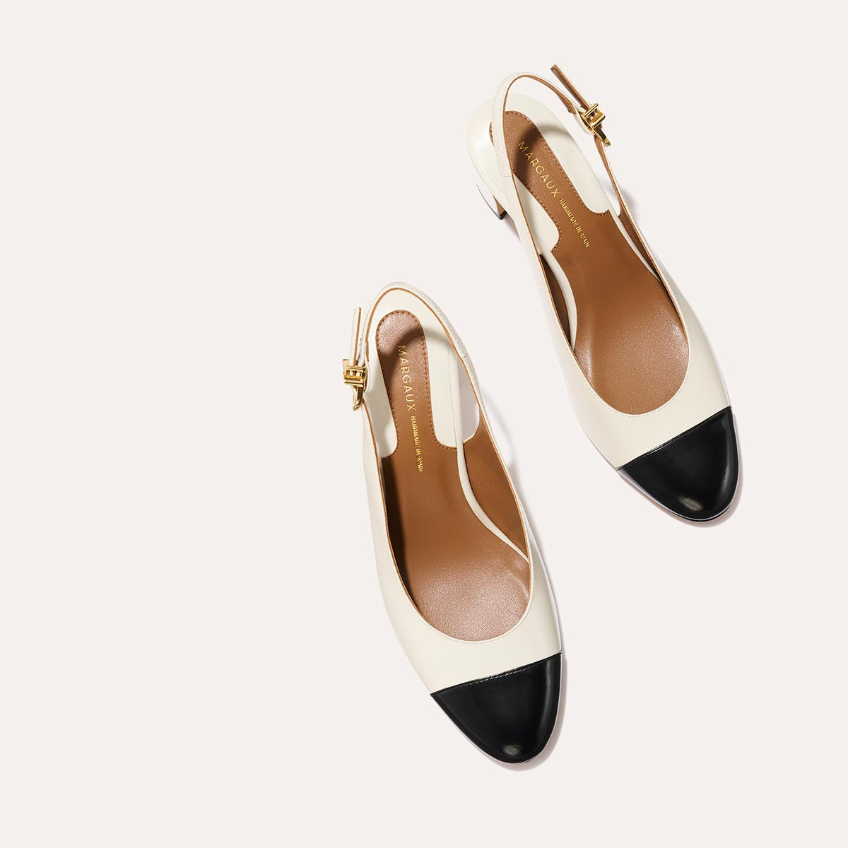 The Cluny Slingback - Cream and Black Calf