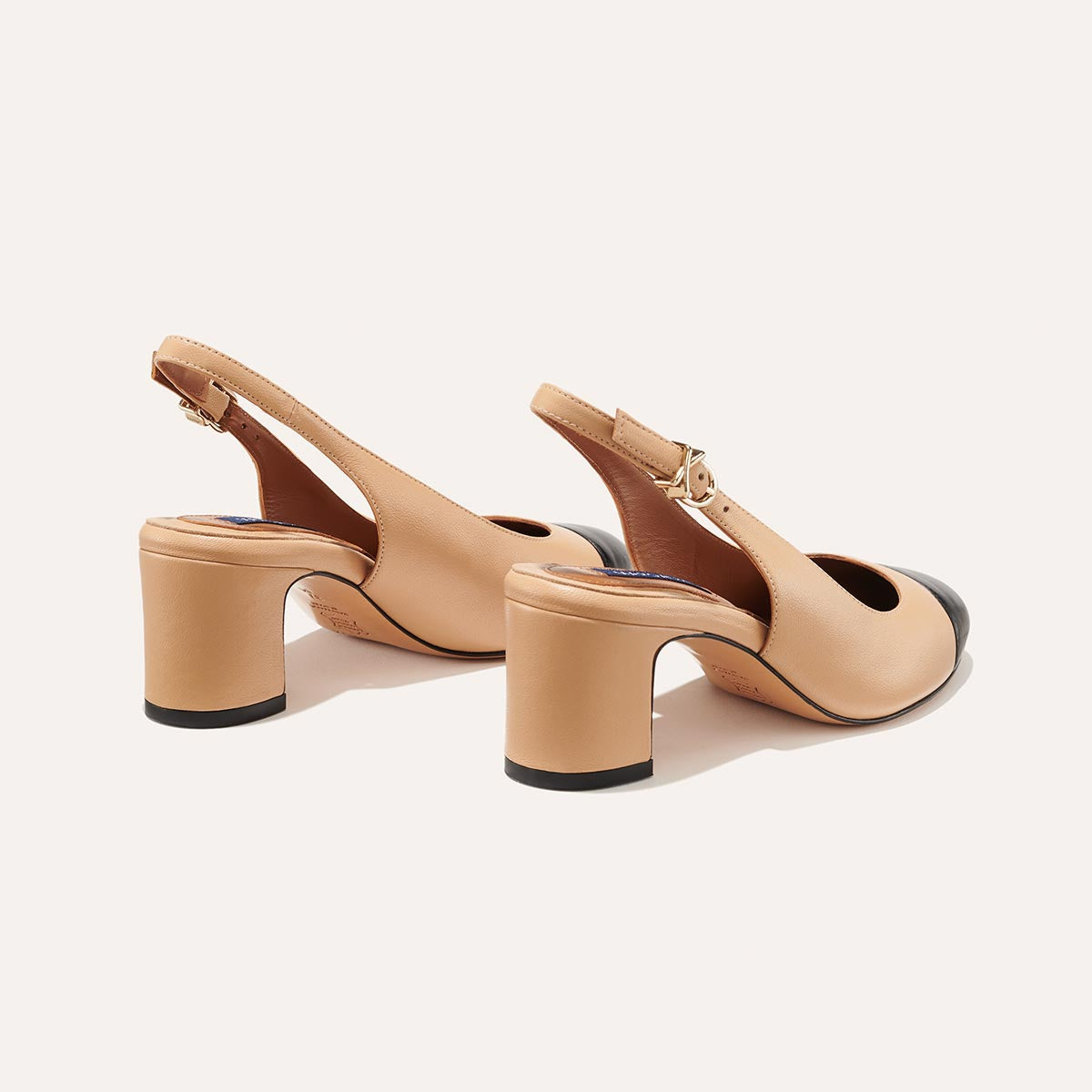 The Cluny Slingback - Dune and Black Nappa