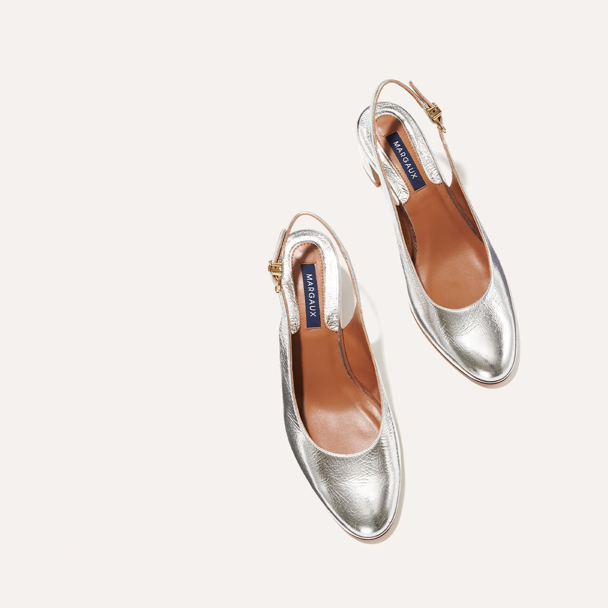 The Cluny Slingback - Silver Crinkle Mirror