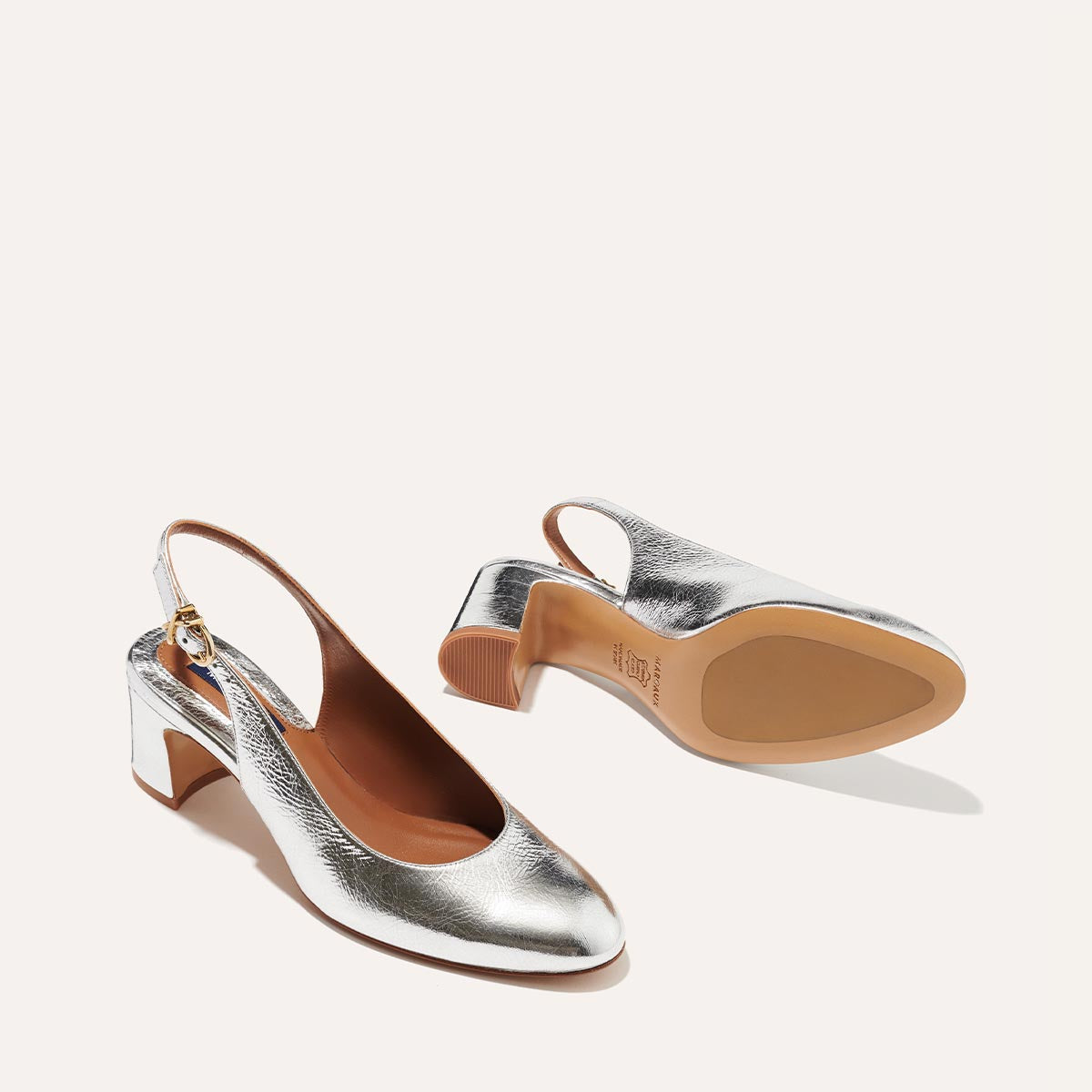 The Cluny Slingback - Silver Crinkle Mirror