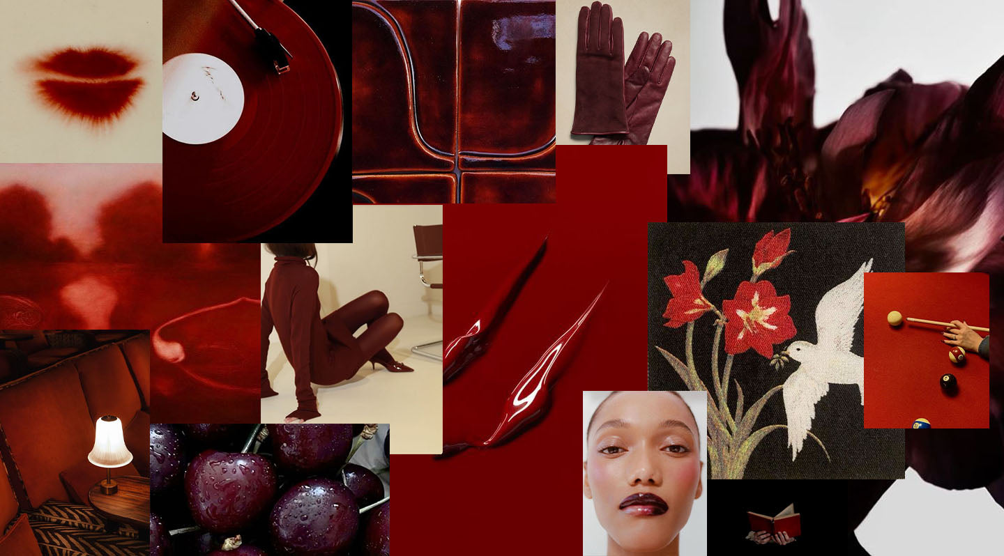 Burgundy moodboard collage