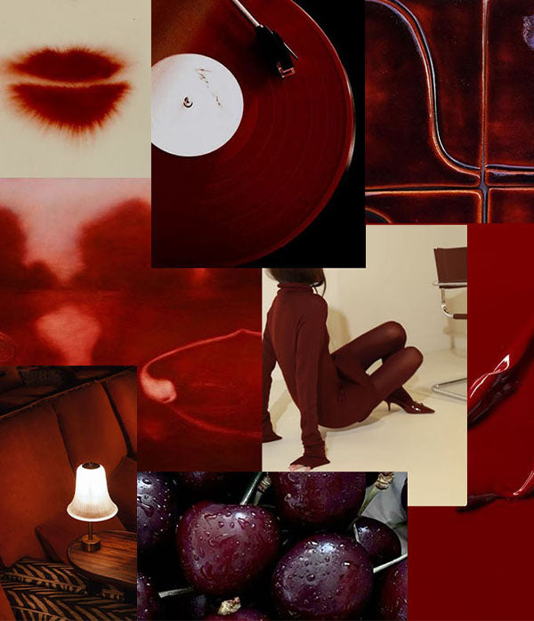 Burgundy moodboard collage