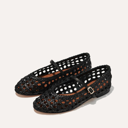 The Demi Jane - Black Woven Leather