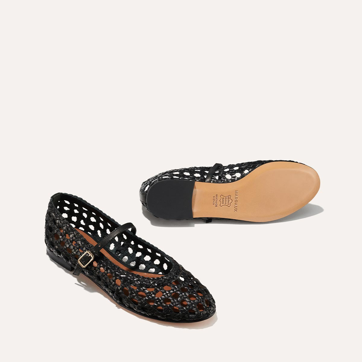 The Demi Jane - Black Woven Leather