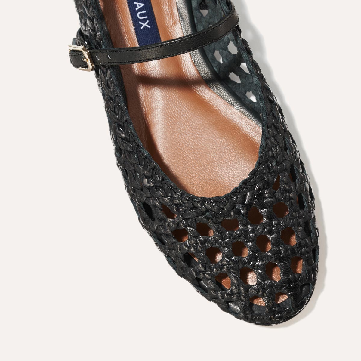 The Demi Jane - Black Woven Leather