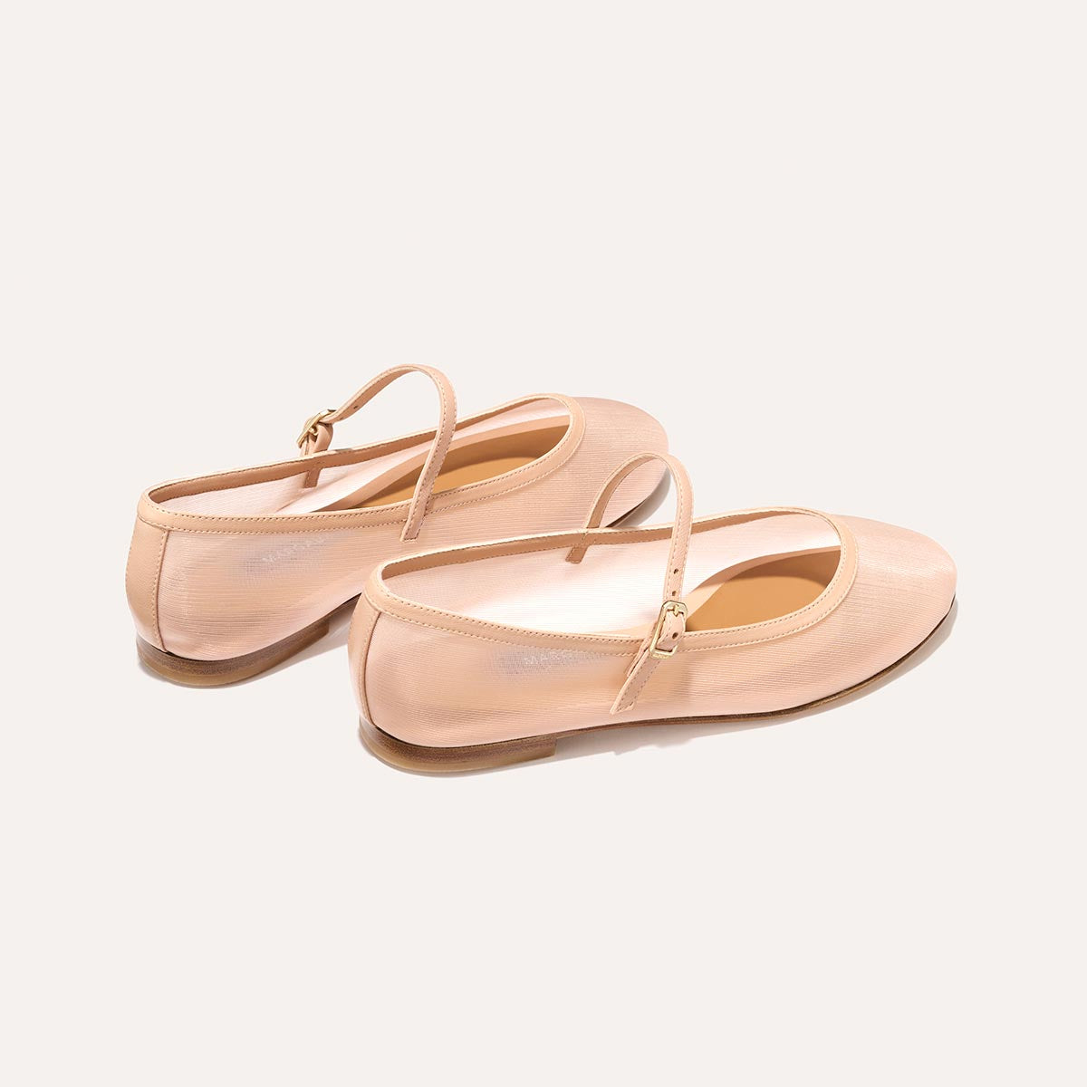 The Demi Jane in Rose Mesh, a ballet flat with a rounded toe and an adjustable strap for a secure fit.