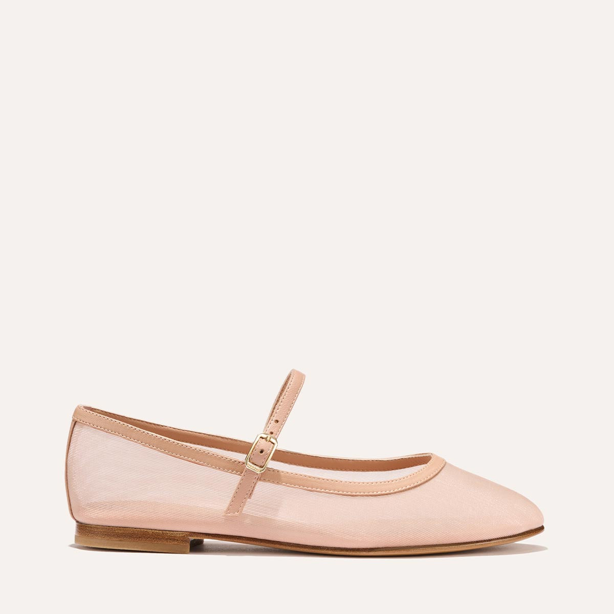 The Demi Jane in Rose Mesh, a ballet flat with a rounded toe and an adjustable strap for a secure fit.