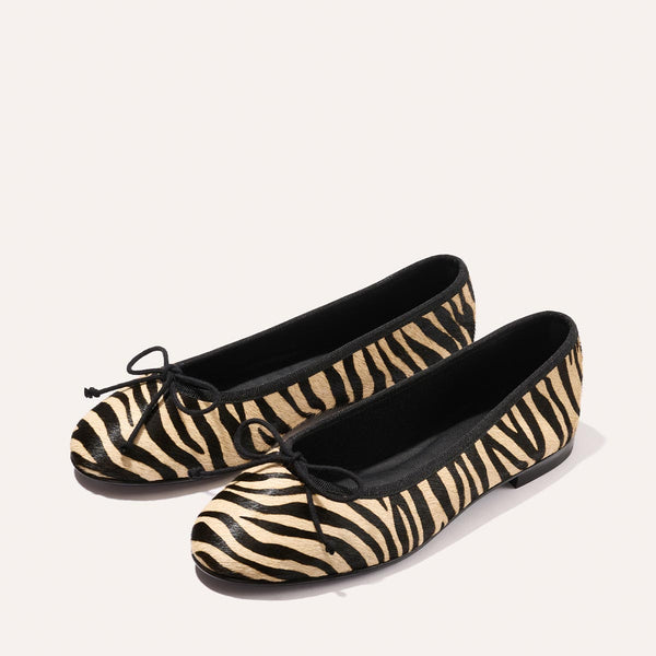 Margaux The Demi Tan Zebra Haircalf ballet flats
