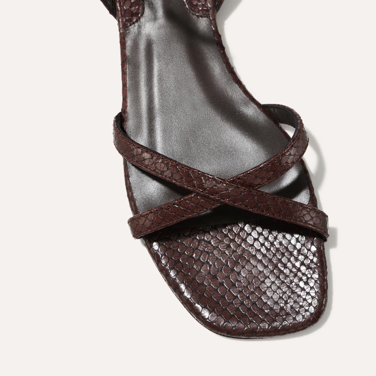 The Flat Sandal - Espresso Snake Embossed