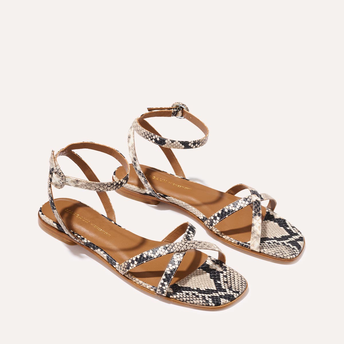The Flat Sandal - Natural Python Embossed