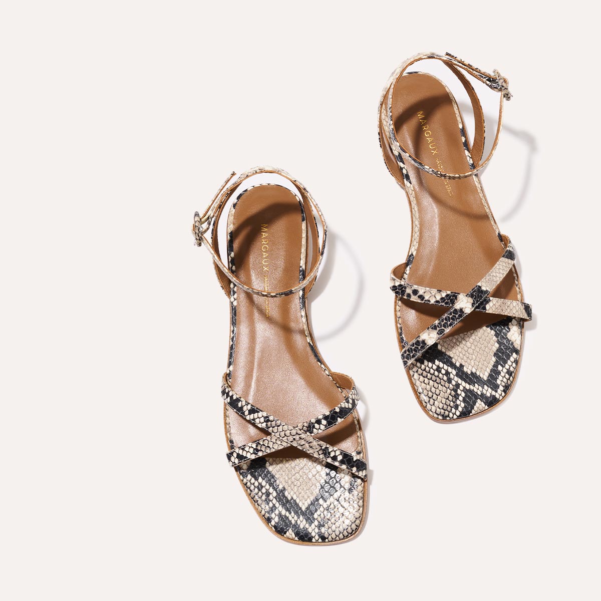 The Flat Sandal - Natural Python Embossed