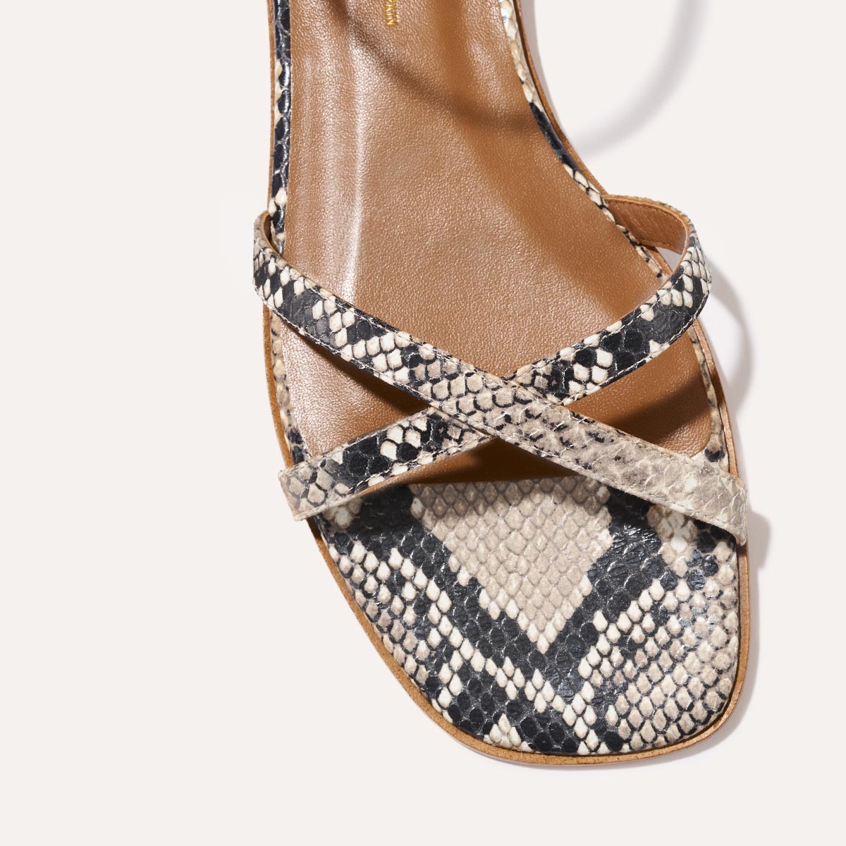 The Flat Sandal - Natural Python Embossed