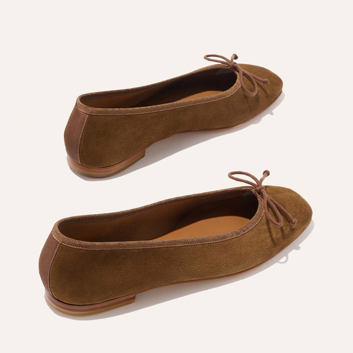 Light Brown Suede Square Toe Ballet Flats | The Fonteyn – Margaux