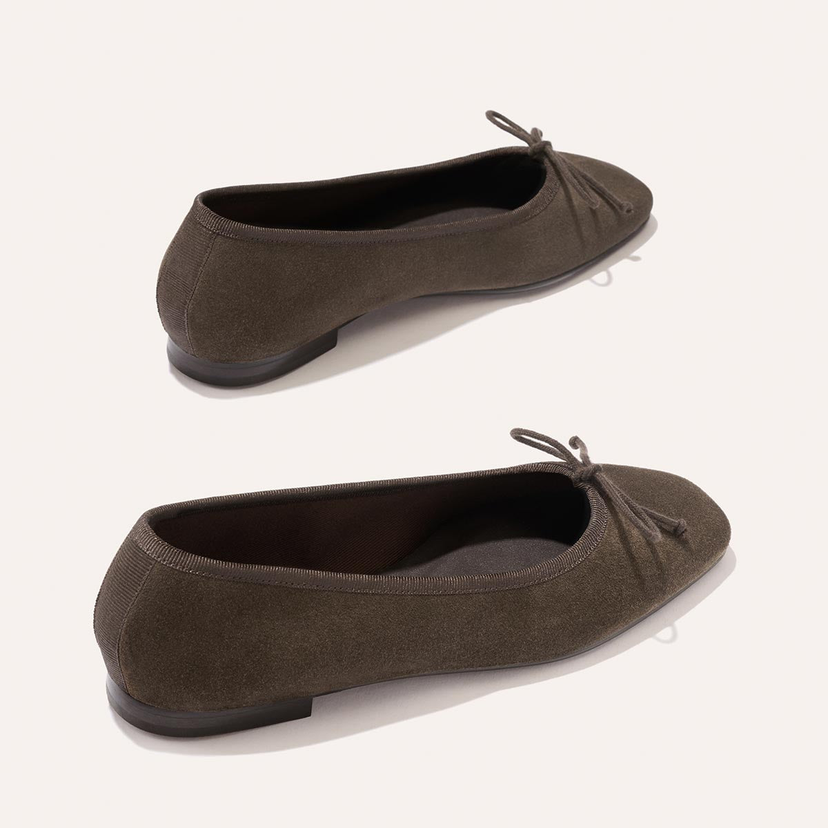 Margaux The Fonteyn - English Brown Suede ballet flats with a chic toe and a small bow detail.