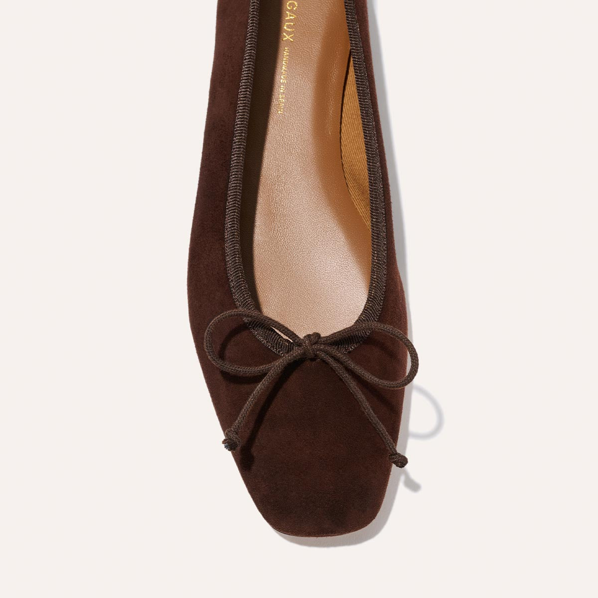 Dark Brown Suede Ballet Flats in Square Toe | The Fonteyn – Margaux