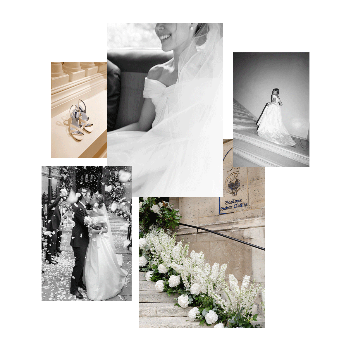 A collage of images from Margaux cofounder Alexa Buckley Roussel's wedding in Paris