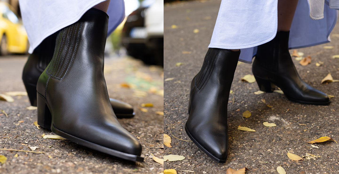 The Agnes Boot in smooth black calf leather