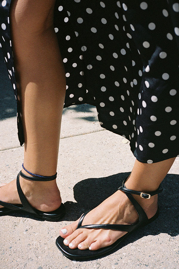 The Palermo Sandal in Black Nappa