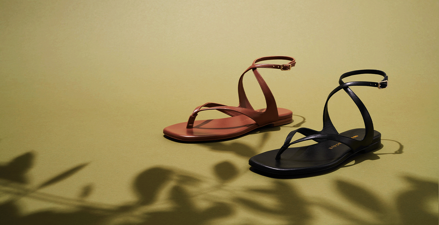 The Palermo Sandal in Black and Saddle Nappa