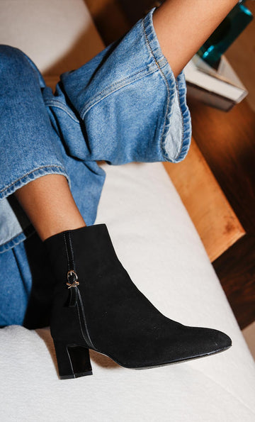 The Bowery Boot in Black Suede