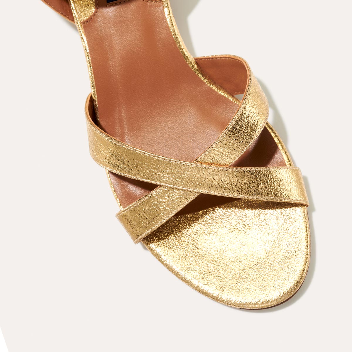The Lena Sandal - Gold Crinkle Nappa