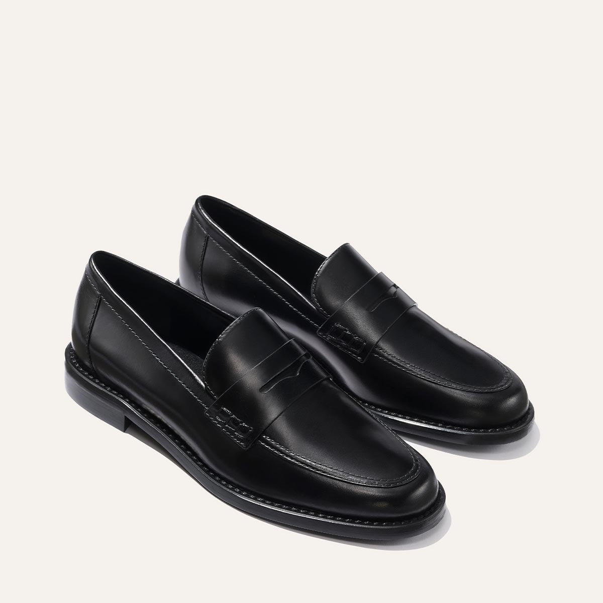 black loafer dress shoes Black Leather Penny Loafers