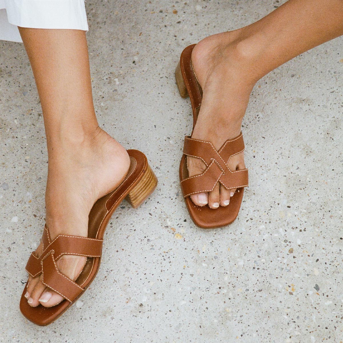 Margaux's classic and comfortable MX 35 Sandal, made in Spain from saddle Italian calf leather with a walkable 1" block heel.