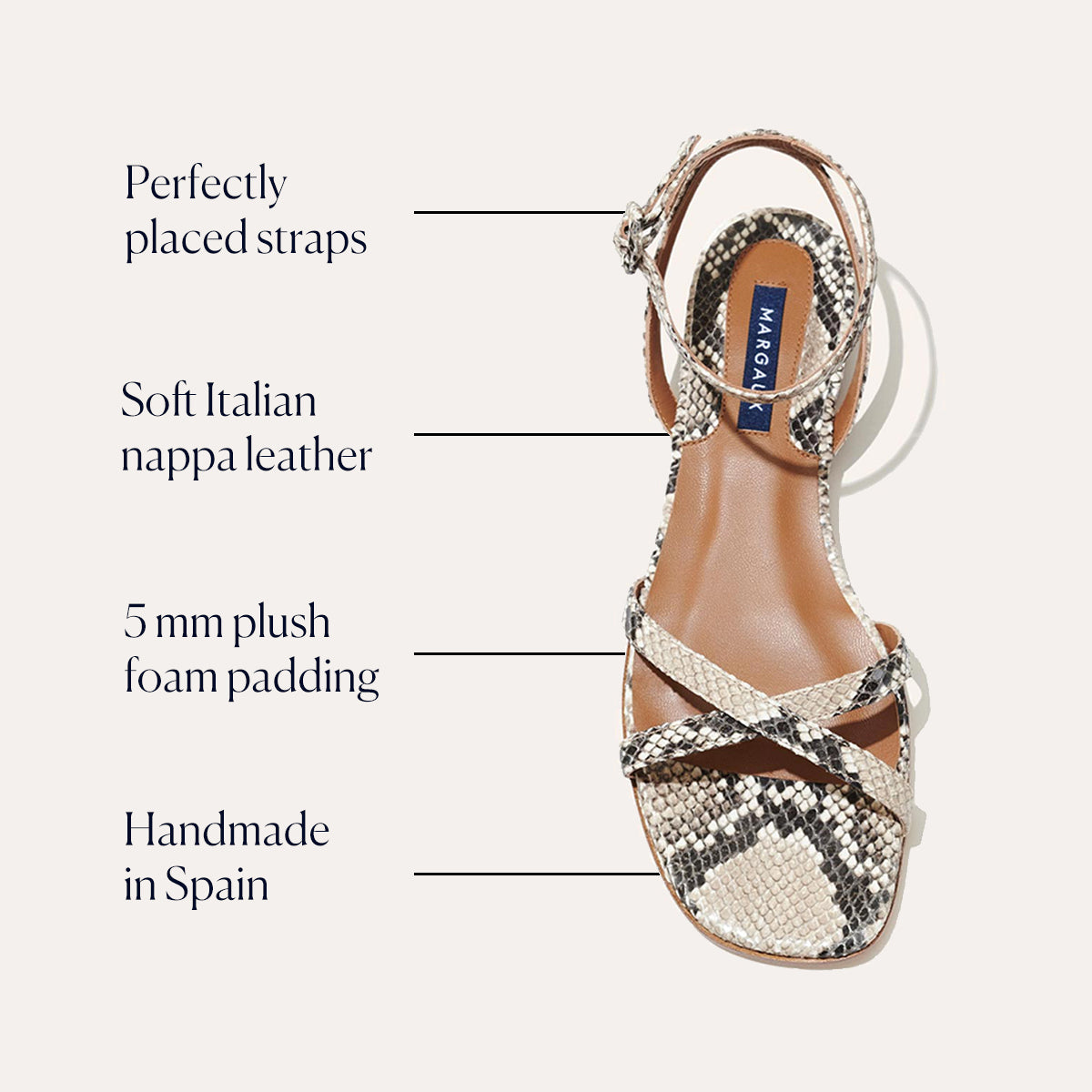 The Flat Sandal - Natural Python Embossed