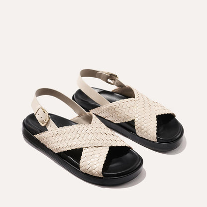 White woven leather summer sandal