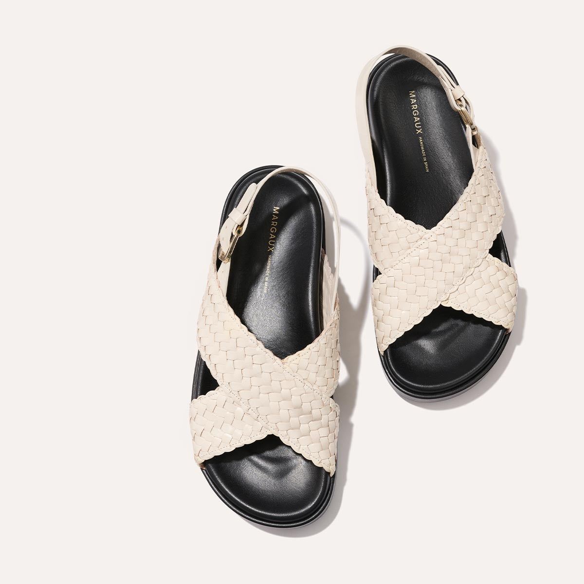 The Petra Sandal - Ecru Woven Leather