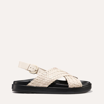 White woven leather summer sandal