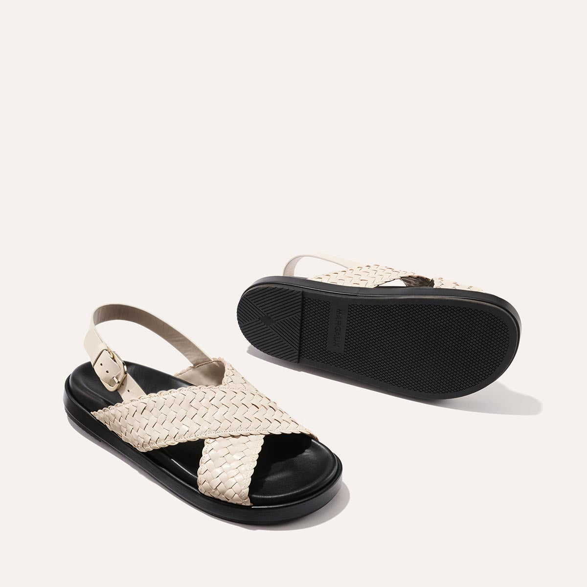 The Petra Sandal - Ecru Woven Leather