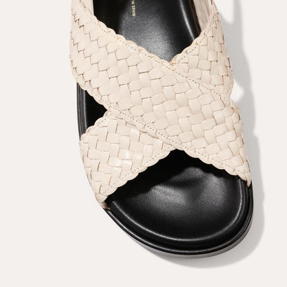 White woven leather summer sandal