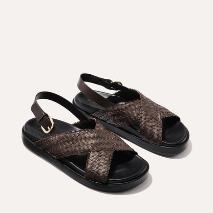Brown woven leather summer sandal